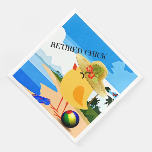 Remüde Chick, farbiges Design Serviette (Ecke)