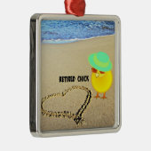 Remüde Chick..im Sand gezeichnet Herz Ornament Aus Metall (Rechts)