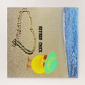 Remüde Chick..im Sand gezeichnet Herz Puzzle (Horizontal)