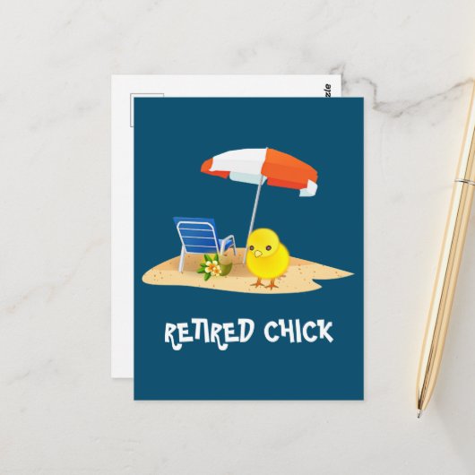 Remüde Chick, oh so niedlich, Postkarte (Vorderseite/Rückseite Beispiel)
