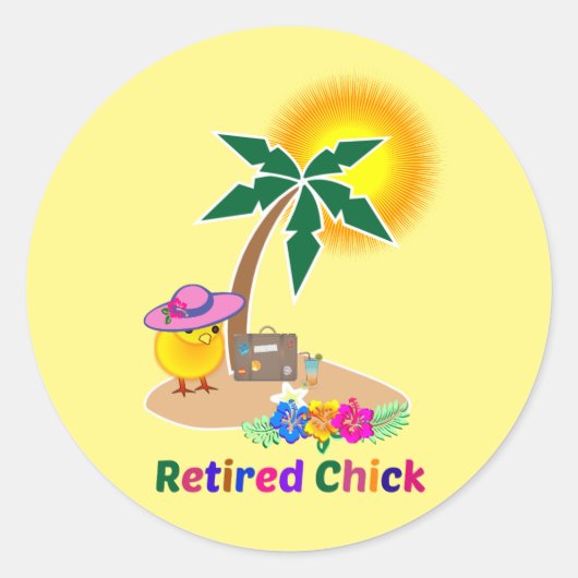 Remüde Chick on Vacation Runder Aufkleber (Vorderseite)