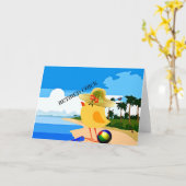 Remüde Chick...Spaß am Strand Karte (Gelbe Blume)