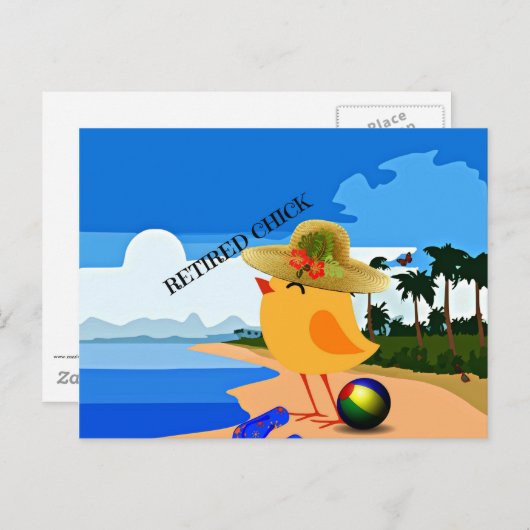 Remüde Chick - Spaß Postkarte (Vorne/Hinten)