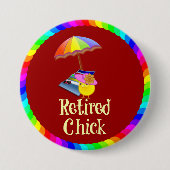 Remüde Chick - Weißer Text auf dunklem Hintergrund Button (Vorderseite)