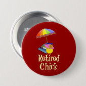 Remüde Chick - Weißer Text auf dunklem Hintergrund Button (Vorne & Hinten)