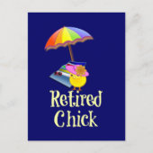 Remüde Chick - Weißer Text auf dunklem Hintergrund Postkarte (Vorderseite)