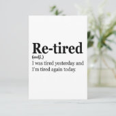 "Remüde Definition Funny Retirement Exaustion Pub Dankeskarte (Stehend Vorderseite)