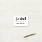 "Remüde Definition Funny Retirement Exaustion Pub Post-it Klebezettel (Auf Schreibtisch)