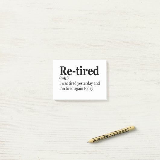 "Remüde Definition Funny Retirement Exaustion Pub Post-it Klebezettel (Auf Schreibtisch)