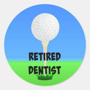 Remüde Dentist, Golfball auf Tee Runder Aufkleber