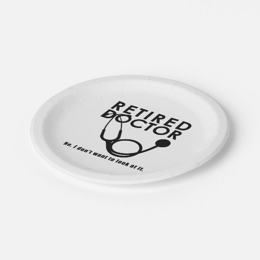 Remüde Doktor w Stethoscope und Sassy Funny Zitat Pappteller (Schrägansicht)