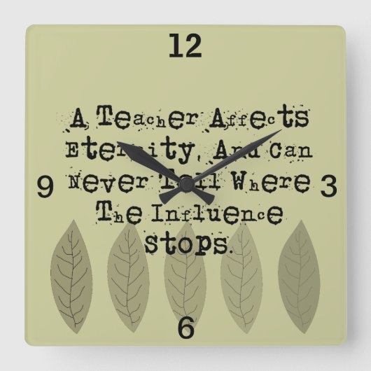 Remüde Educator Clock Henry Adams Zitat Quadratische Wanduhr (Vorderseite)