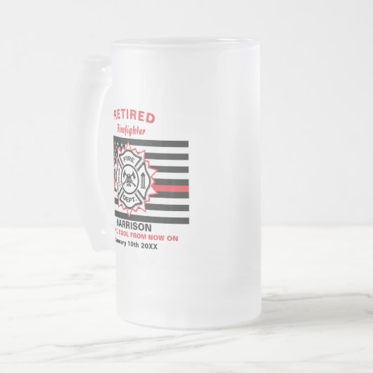 Remüde Feuerwehrmann Thin Red Line Funny Sprichwor Mattglas Bierglas (Vorderseite Links)