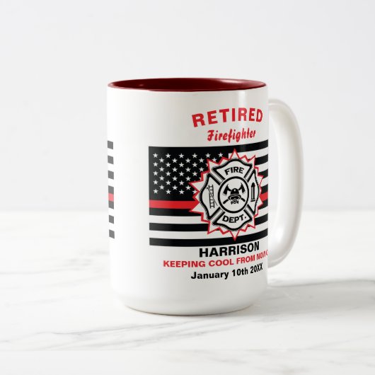 Remüde Feuerwehrmann Thin Red Line Funny Sprichwor Zweifarbige Tasse (VorderseiteRechts)