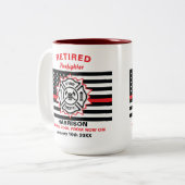 Remüde Feuerwehrmann Thin Red Line Funny Sprichwor Zweifarbige Tasse (Vorderseite Links)