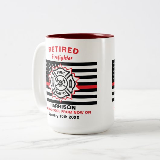 Remüde Feuerwehrmann Thin Red Line Funny Sprichwor Zweifarbige Tasse (Vorderseite Links)