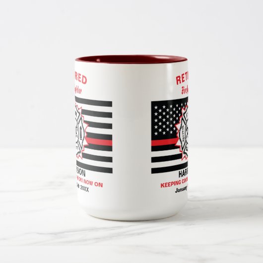 Remüde Feuerwehrmann Thin Red Line Funny Sprichwor Zweifarbige Tasse (Mittel)