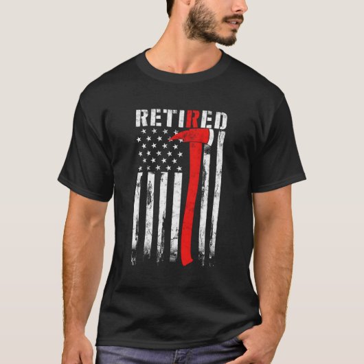 Remüde Firefighter Thin Red Line Ax American Fla T-Shirt (Vorderseite)