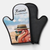 Remüde Flamingo am Strand mit Hut und Sonnenbrille Ofenhandschuh (Vorderseite/Rückseite)