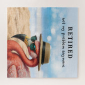 Remüde Flamingo am Strand mit Hut und Sonnenbrille Puzzle (Horizontal)