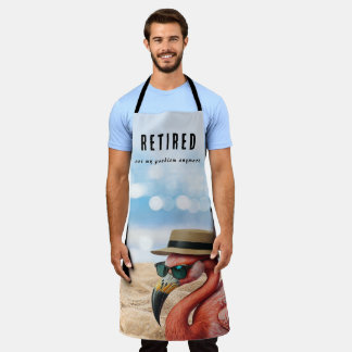 Remüde Flamingo am Strand mit Hut und Sonnenbrille Schürze