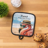 Remüde Flamingo am Strand mit Hut und Sonnenbrille Topflappen (Oben Unten)