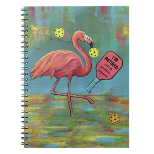 Remüde Flamingo Pickleball Wassercolor Notizblock