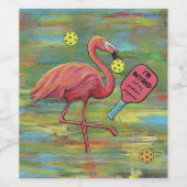Remüde Flamingo Pickleball Wassercolor Weinetikett (Einzelnes Label)