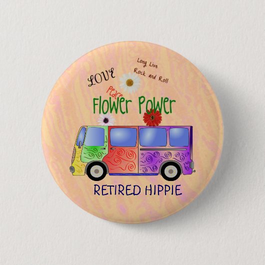 Remüde Hippie, groovy Design, Button (Vorderseite)