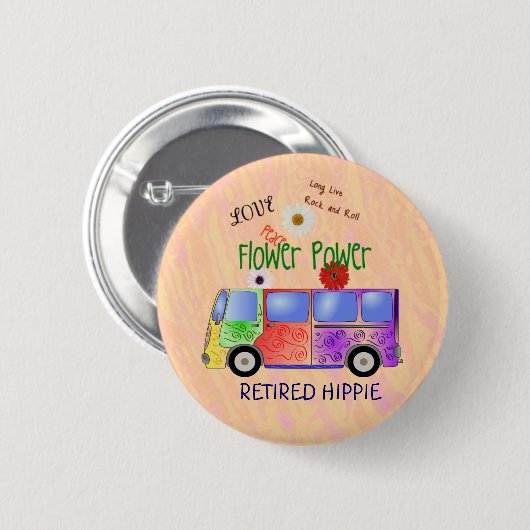 Remüde Hippie, groovy Design, Button (Vorne & Hinten)