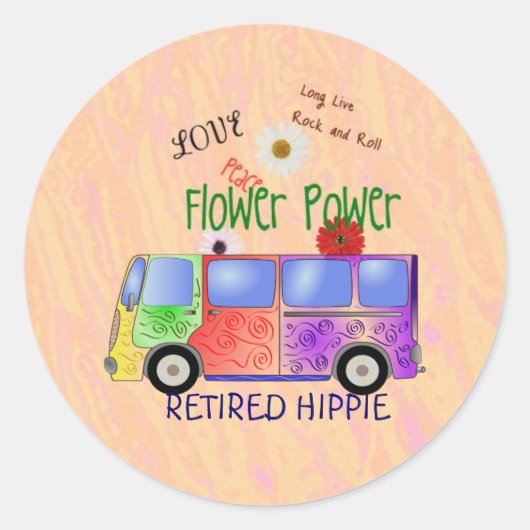Remüde Hippie, groovy Design, Runder Aufkleber (Vorderseite)