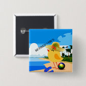 Remüde Küken am Strand, Button (Vorne & Hinten)