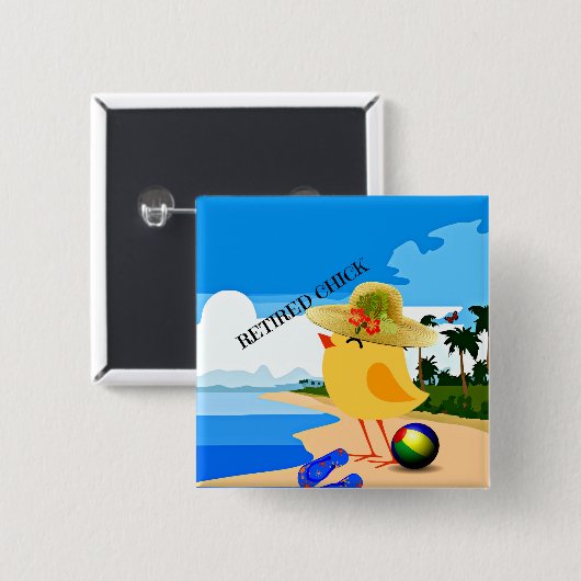 Remüde Küken am Strand, Button (Vorne & Hinten)