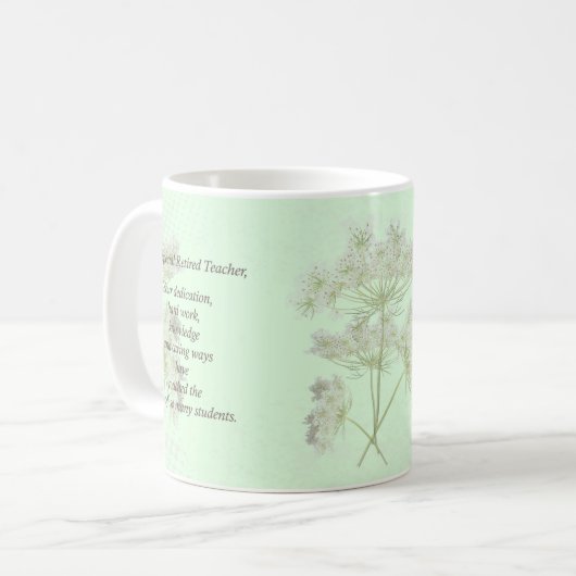 Remüde Lehrer Geschenk Tasse, Danke, Wildblumen Kaffeetasse (Vorderseite Links)