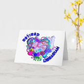 Remüde Librarian Künstlerisch Retro Blue Heart Karte (Gelbe Blume)