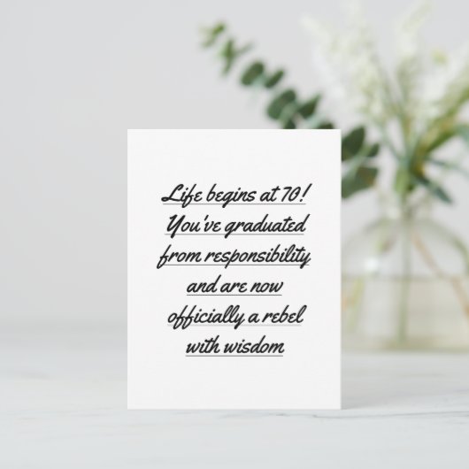 Remüde Life beginnt mit 70, 70. Postkarte (Stehend Vorderseite)