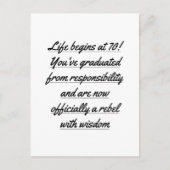 Remüde Life beginnt mit 70, 70. Postkarte (Vorderseite)