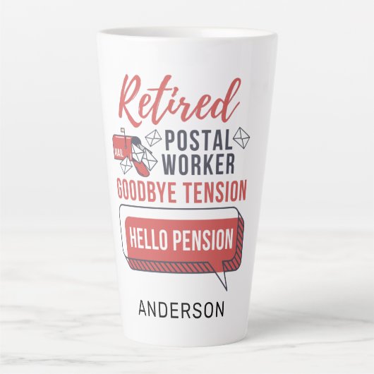 Remüde Mailman Postal Worker Retirement Funny Milchtasse (Vorderseite)
