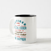 Remüde Medical Coder Funny Retirement Happier Zweifarbige Tasse (Vorderseite Links)