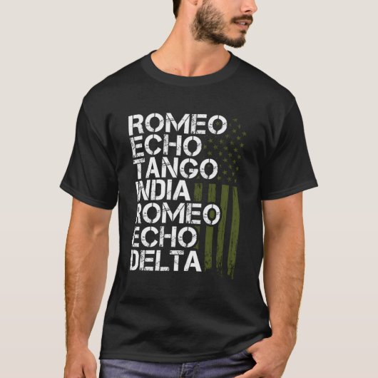 Remüde Militär Phonetic Alphabet Retiret T-Shirt (Vorderseite)