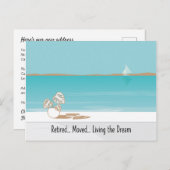 Remüde Moved Beach Scene - neue Adresse Ankündigungspostkarte (Vorne/Hinten)