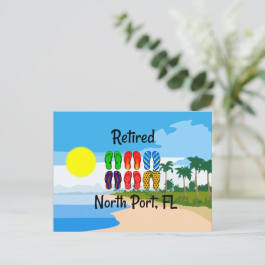 Remüde, North Port, FL, Beach Design, Postkarte (Stehend Vorderseite)
