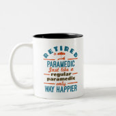 Remüde Paramedic EMT Retirement Funny Happier Zweifarbige Tasse (Links)