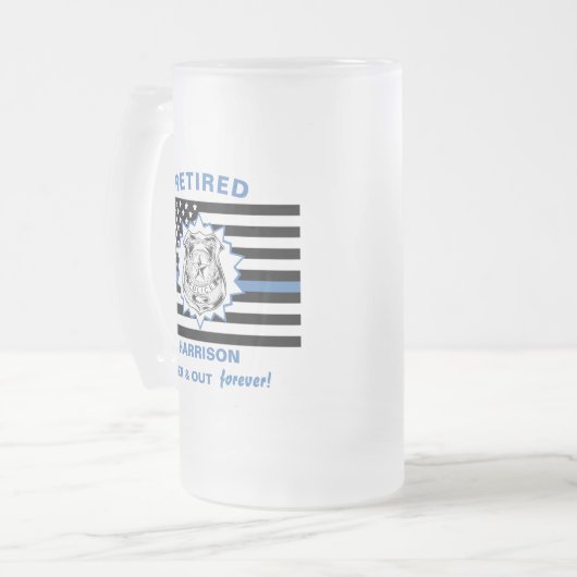 Remüde Polizei dünne blaue Linie über und hinaus l Mattglas Bierglas (Vorderseite Links)