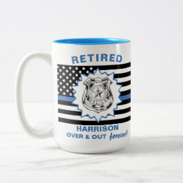 Remüde Polizei dünne blaue Linie über und hinaus l Zweifarbige Tasse