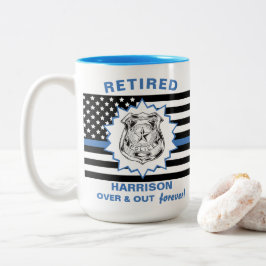 Remüde Polizei dünne blaue Linie über und hinaus l Zweifarbige Tasse