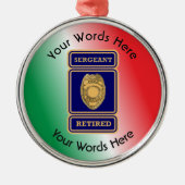 Remüde Polizeibeamte Custom Shield Silbernes Ornament (Vorne)