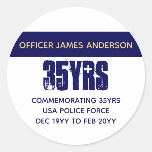 Remüde Polizeibeamte Thin Blue Line Personalisiert Runder Aufkleber (Vorderseite)