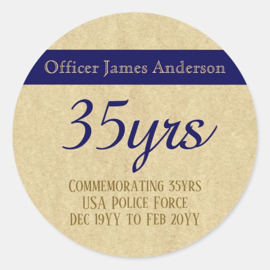 Remüde Polizeibeamte Thin Blue Line personlisiert Runder Aufkleber (Vorderseite)