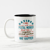 Remüde Postal Worker Happy Funny Mailman Zweifarbige Tasse (Links)